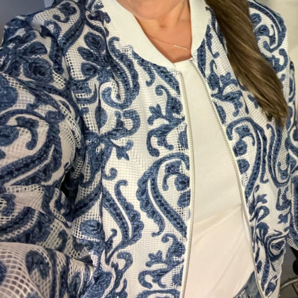 Chic Blue and White Paisley Jacket